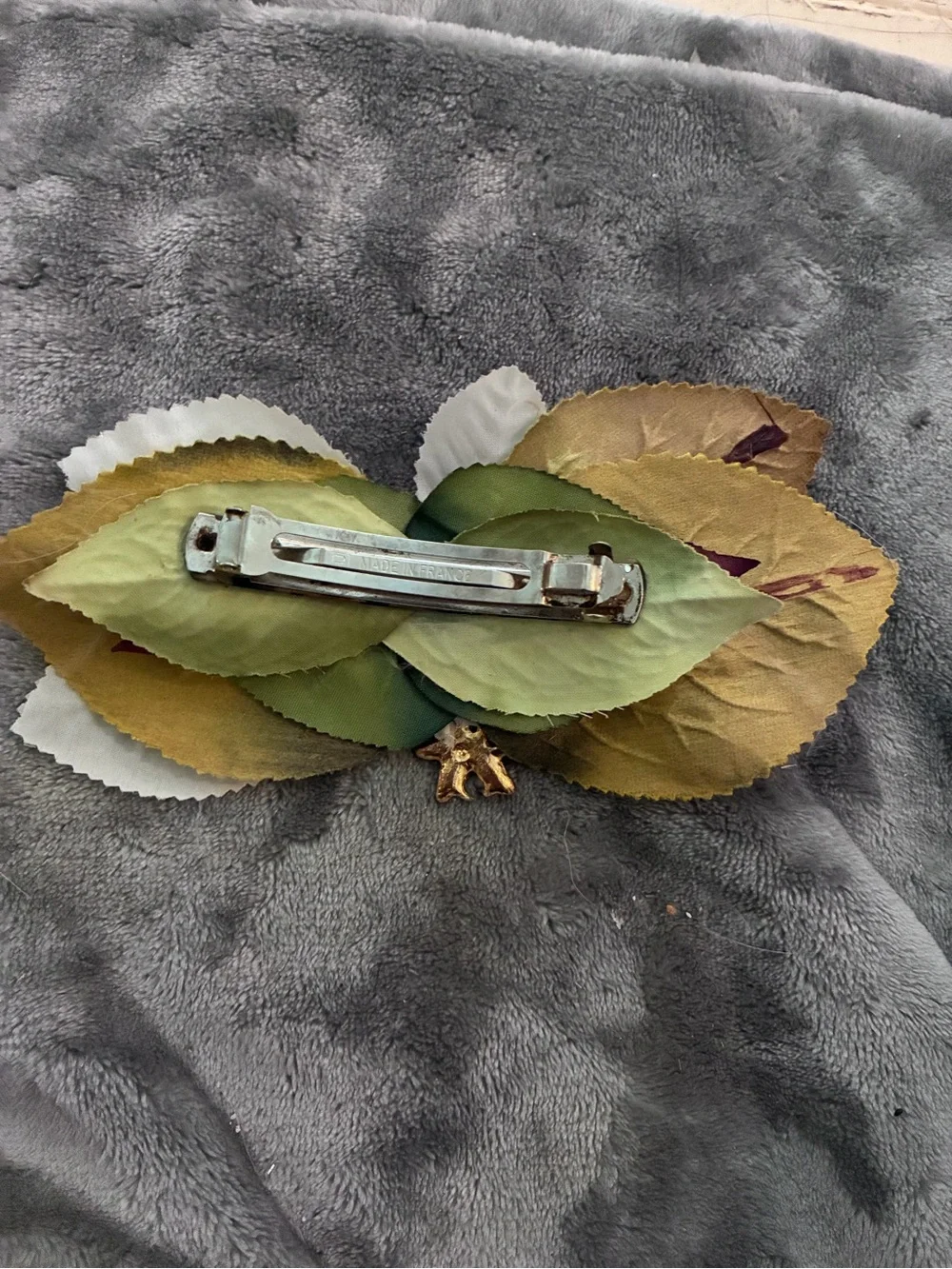 Vintage Multicolor Navette Rhinestone Leaf Brooch Hairclip Vintage